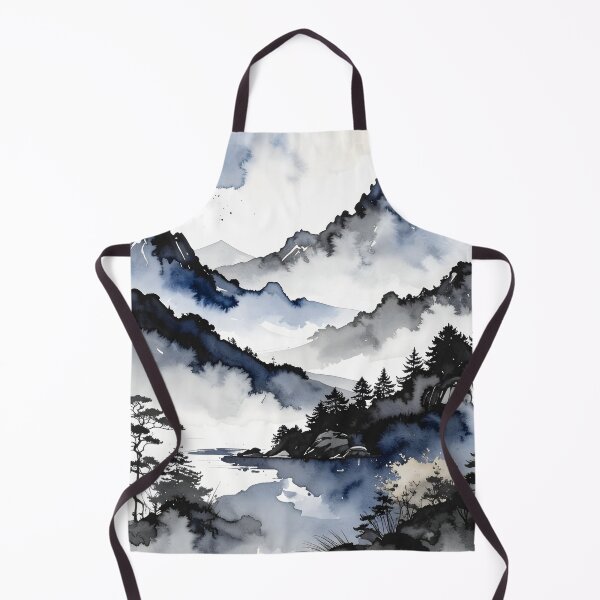 Item preview, Misty Japanese Mountains Ink Wash Landscape designed and sold by BetweenForms.