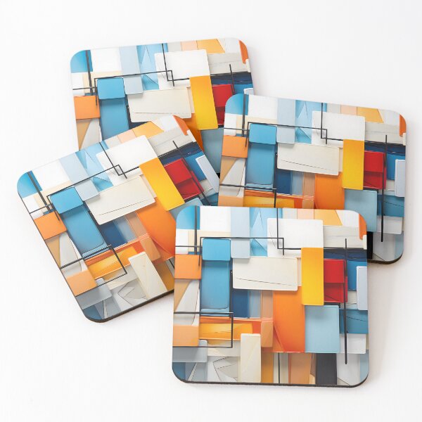 Item preview, Abstract Geometric Color Blocks – Blue & Orange Mid Century Modern Wall Art designed and sold by GutyzDesignsES.