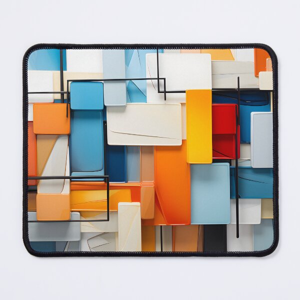 Item preview, Abstract Geometric Color Blocks – Blue & Orange Mid Century Modern Wall Art designed and sold by GutyzDesignsES.