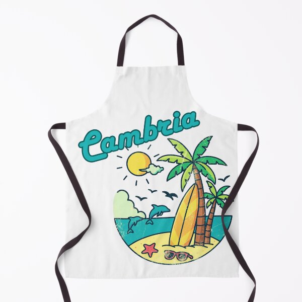 Item preview, Cambria California Retro Beach Scene Palm Trees Surfboard Design designed and sold by DonnaRaine.