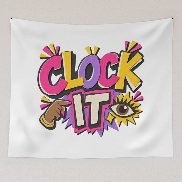 Item preview, Clock It Colorful Slang Papercraft Typography Design designed and sold by Promoffy.