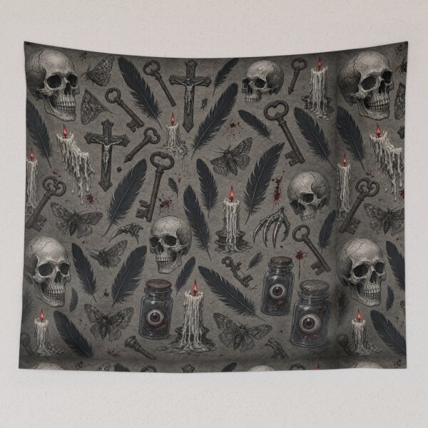 Item preview, Dark Gothic Skull Seamless Pattern – Macabre Occult Halloween Art designed and sold by LenNo9881.