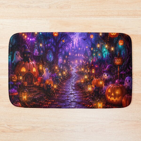 Item preview, Magical Spooky Halloween Night in a Cute Haunted Pumpkin Fo designed and sold by cozeecore.