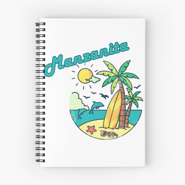 Item preview, Manzanita Oregon Retro Beach Scene Palm Trees Surfboard Design designed and sold by DonnaRaine.