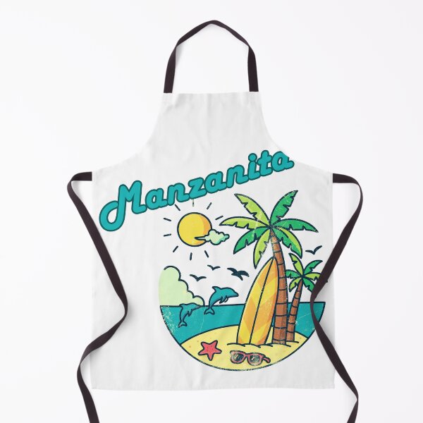 Item preview, Manzanita Oregon Retro Beach Scene Palm Trees Surfboard Design designed and sold by DonnaRaine.