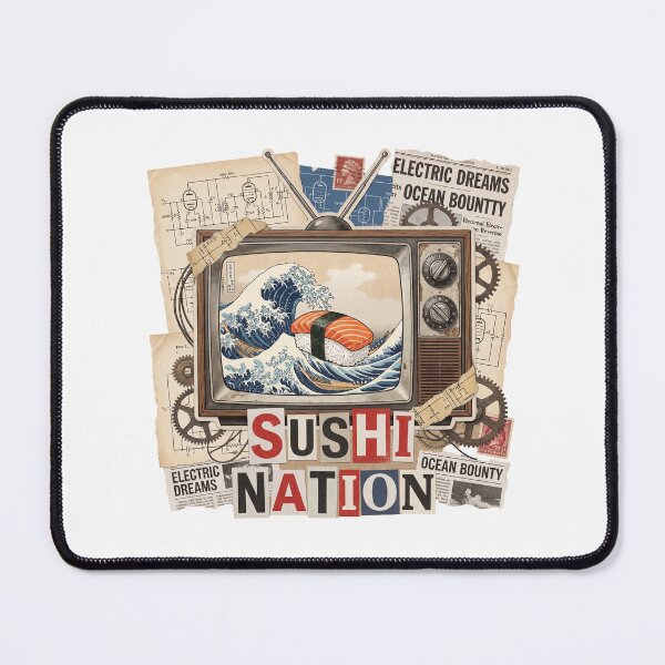 Item preview, Sushi Addiction Retro Collage | Japanese Food Lover Vintage Pop Art designed and sold by OzzFrequency.
