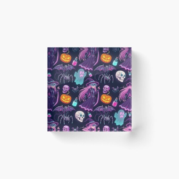 Item preview, Cyberpunk Halloween Witch Seamless Pattern – Neon Goth Spooky Tech Art designed and sold by LenNo9881.