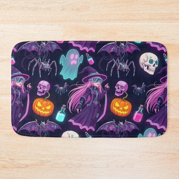 Item preview, Cyberpunk Halloween Witch Seamless Pattern – Neon Goth Spooky Tech Art designed and sold by LenNo9881.