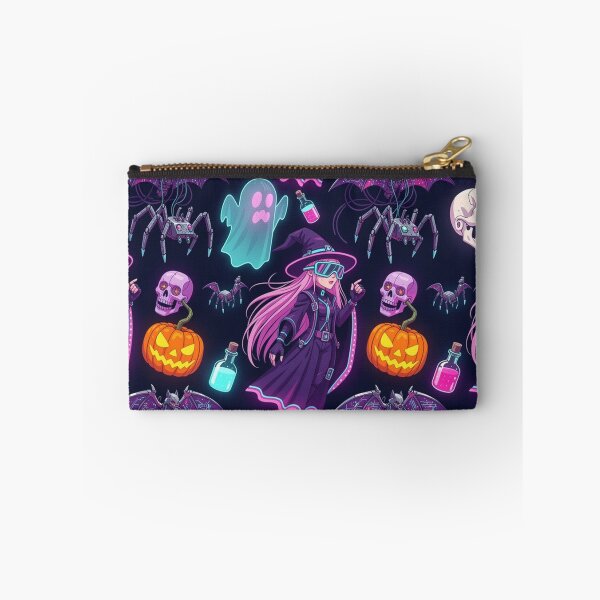 Item preview, Cyberpunk Halloween Witch Seamless Pattern – Neon Goth Spooky Tech Art designed and sold by LenNo9881.