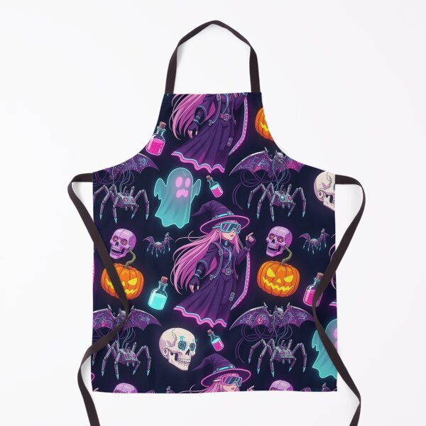 Item preview, Cyberpunk Halloween Witch Seamless Pattern – Neon Goth Spooky Tech Art designed and sold by LenNo9881.