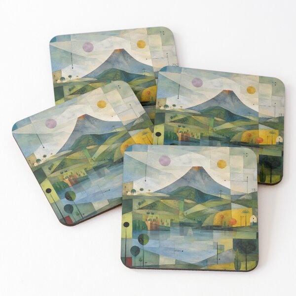 Item preview, Geometric Volcano Landscape – Mid Century Modern Mountain & Lake Wall Art designed and sold by GutyzDesignsES.