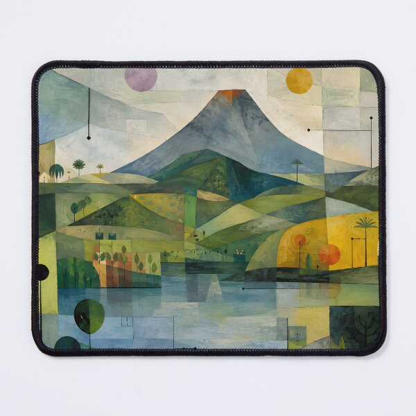 Item preview, Geometric Volcano Landscape – Mid Century Modern Mountain & Lake Wall Art designed and sold by GutyzDesignsES.
