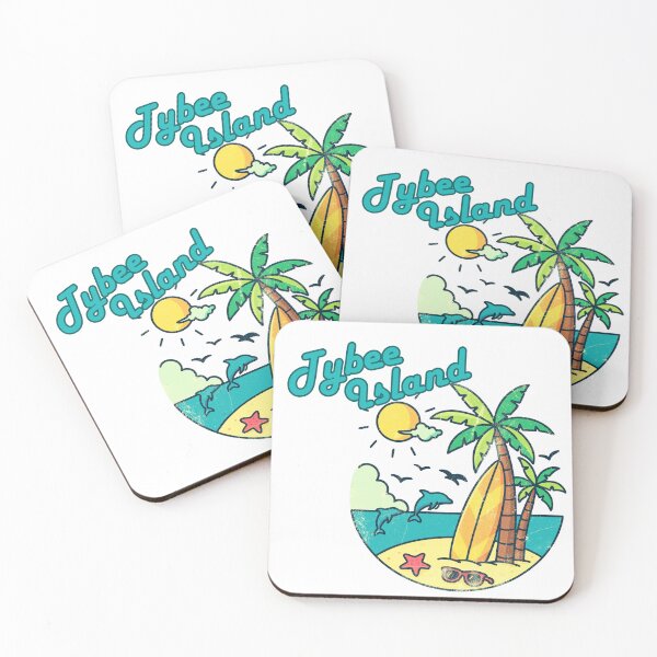 Item preview, Tybee Island Georgia Retro Beach Scene Palm Trees Surfboard Design designed and sold by DonnaRaine.