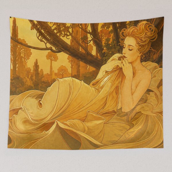 Item preview, Alphonse Mucha Art Print, Art Nouveau Woman, Vintage Floral Wall Art designed and sold by RickE.