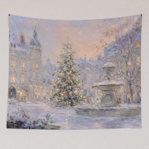Item preview, Cozy Snowy Christmas Village – Glowing Christmas Tree & Vintage Winter Wonderland designed and sold by GutyzDesignsES.