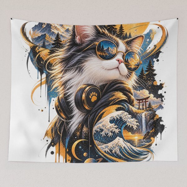 Item preview, Cosmic Mountain Cat | Golden Midnight Adventure designed and sold by Zosera.