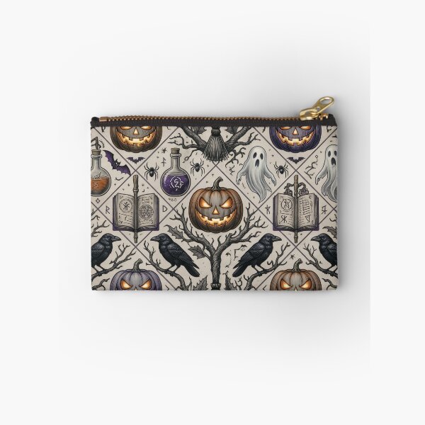 Item preview, Gothic Raven and Pumpkin Halloween Pattern – Witchy Spellbook Seamless Design designed and sold by LenNo9881.