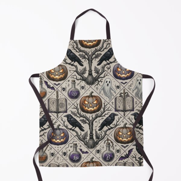 Item preview, Gothic Raven and Pumpkin Halloween Pattern – Witchy Spellbook Seamless Design designed and sold by LenNo9881.