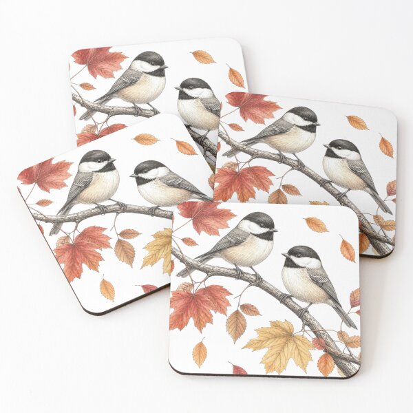 Item preview, Chickadee Birds on Autumn Branch designed and sold by VaneDesings.