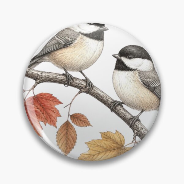 Item preview, Chickadee Birds on Autumn Branch designed and sold by VaneDesings.