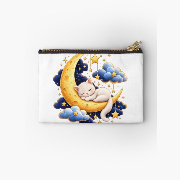 Item preview, Cute Sleeping Cat on a Golden Crescent Moon designed and sold by TinyWeird.