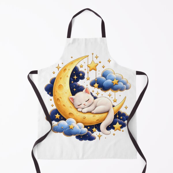 Item preview, Cute Sleeping Cat on a Golden Crescent Moon designed and sold by TinyWeird.