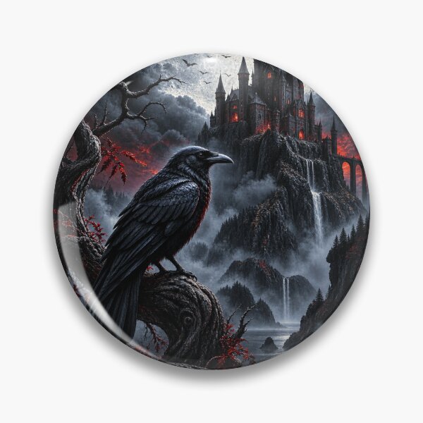 Item preview, Gothic Raven Castle Moon – Dark Fantasy Night Landscape designed and sold by MentShop1.