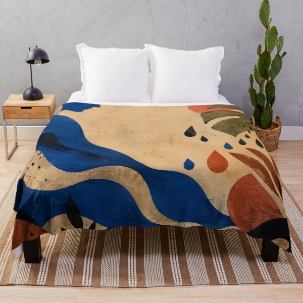 Item preview, Mid Century Modern Abstract Woman – Botanical Boho Portrait in Cobalt Blue & Terracotta designed and sold by GutyzDesignsES.