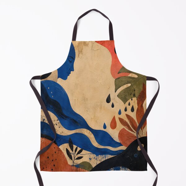 Item preview, Mid Century Modern Abstract Woman – Botanical Boho Portrait in Cobalt Blue & Terracotta designed and sold by GutyzDesignsES.