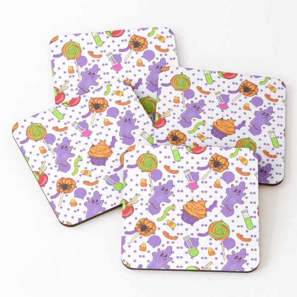 Item preview, Cute spooky candy pattern: ghosts, cupcakes, lollipops, worms, potions designed and sold by LenNo9881.