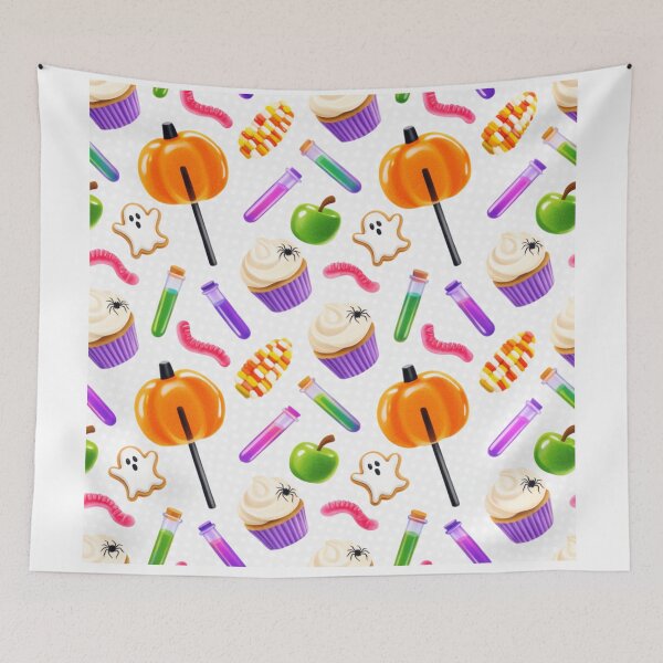 Item preview, Sweet Halloween Treats Seamless Pattern – Pumpkin Lollipops, Ghost Cookies and Cupcakes designed and sold by LenNo9881.