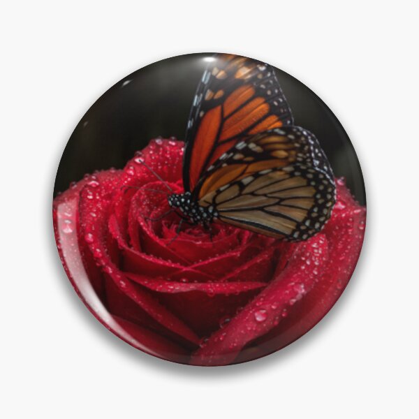 Artikelvorschau, Rote Rose mit Monarchfalter – Naturdesign entworfen und verkauft von Wild Ink Studio by Barbara.