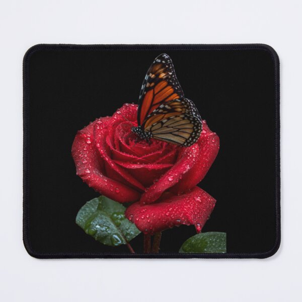Item preview, Red Rose with Monarch Butterfly Nature Design designed and sold by Ronne&Babra.