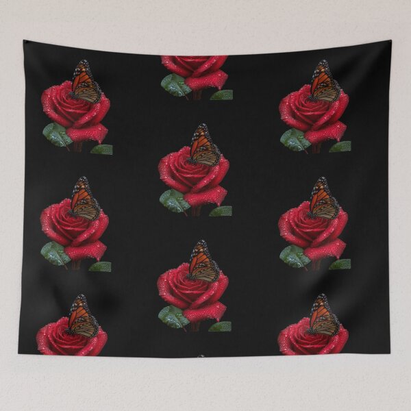 Item preview, Red Rose with Monarch Butterfly Nature Design designed and sold by Ronne&Babra.