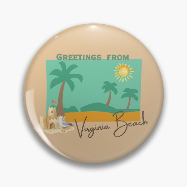 Item preview, Greetings from Virginia Beach Retro Postcard | Palm Trees, Sandcastle & Seagull Beach Design designed and sold by DonnaRaine.