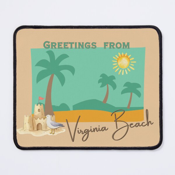 Item preview, Greetings from Virginia Beach Retro Postcard | Palm Trees, Sandcastle & Seagull Beach Design designed and sold by DonnaRaine.