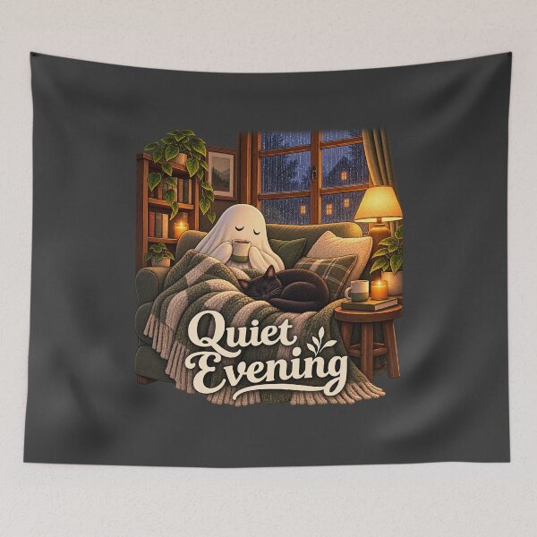 Item preview, Quiet Evening — Ghost and Black Cat designed and sold by QuietNovaShop.