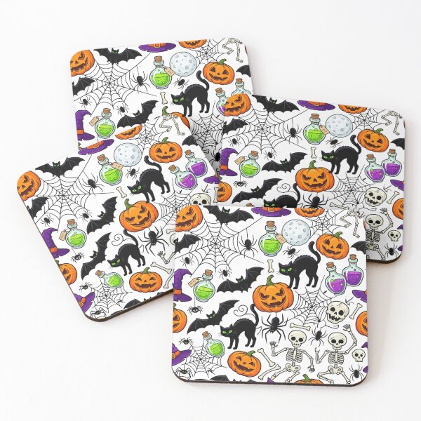 Item preview, Cute Spooky Halloween Pattern – Black Cats, Pumpkins, Skeletons and Potions designed and sold by LenNo9881.