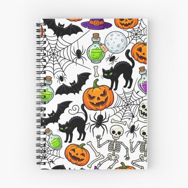 Item preview, Cute Spooky Halloween Pattern – Black Cats, Pumpkins, Skeletons and Potions designed and sold by LenNo9881.