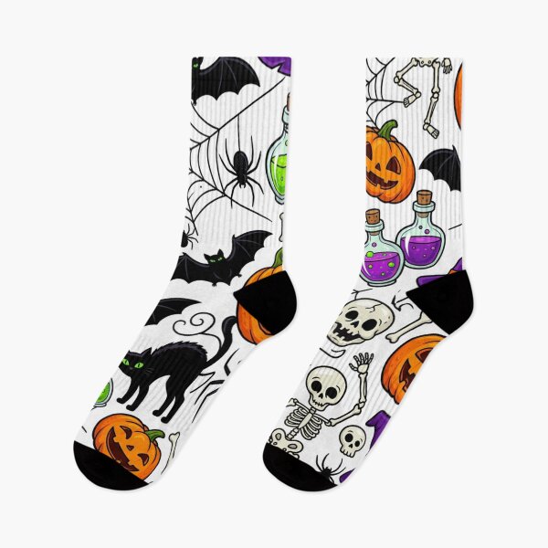 Item preview, Cute Spooky Halloween Pattern – Black Cats, Pumpkins, Skeletons and Potions designed and sold by LenNo9881.