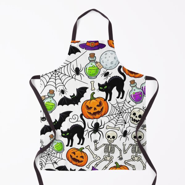 Item preview, Cute Spooky Halloween Pattern – Black Cats, Pumpkins, Skeletons and Potions designed and sold by LenNo9881.