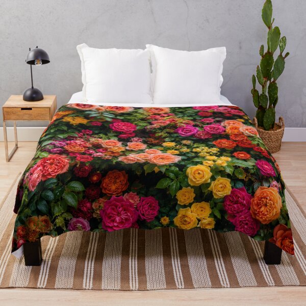 Item preview, Colorful Rose Garden – Vibrant Floral Wall of Pink, Orange & Yellow Roses designed and sold by GutyzDesignsES.