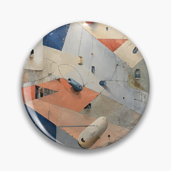 Item preview, Abstract Geometric Architecture – Mid Century Modern Bauhaus Wall Art in Navy & Terracotta designed and sold by GutyzDesignsES.