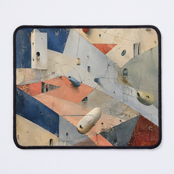 Item preview, Abstract Geometric Architecture – Mid Century Modern Bauhaus Wall Art in Navy & Terracotta designed and sold by GutyzDesignsES.