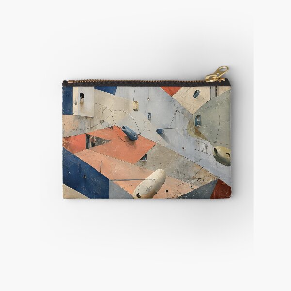 Item preview, Abstract Geometric Architecture – Mid Century Modern Bauhaus Wall Art in Navy & Terracotta designed and sold by GutyzDesignsES.