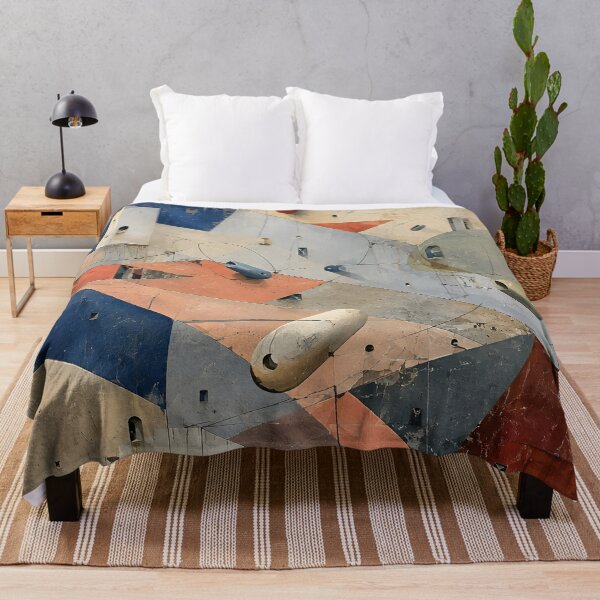 Item preview, Abstract Geometric Architecture – Mid Century Modern Bauhaus Wall Art in Navy & Terracotta designed and sold by GutyzDesignsES.