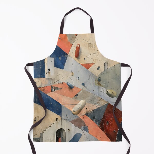 Item preview, Abstract Geometric Architecture – Mid Century Modern Bauhaus Wall Art in Navy & Terracotta designed and sold by GutyzDesignsES.
