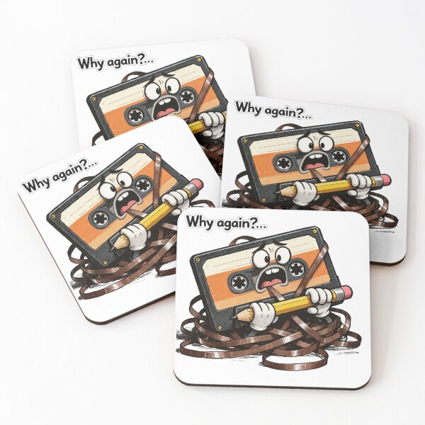 Item preview, Retro Cassette Tape Tangled and Frustrated Comic Drawing designed and sold by FireMelody.