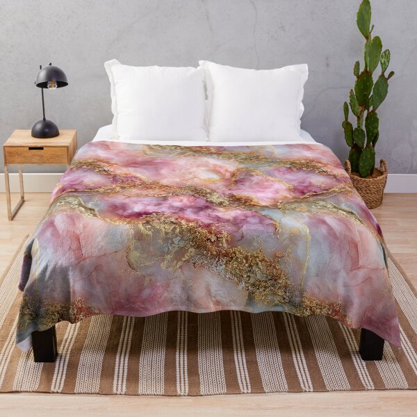Item preview, Pink and Gold Marble Blush Alcohol Ink with Gold Leaf Veins designed and sold by Nine Lives Studio.