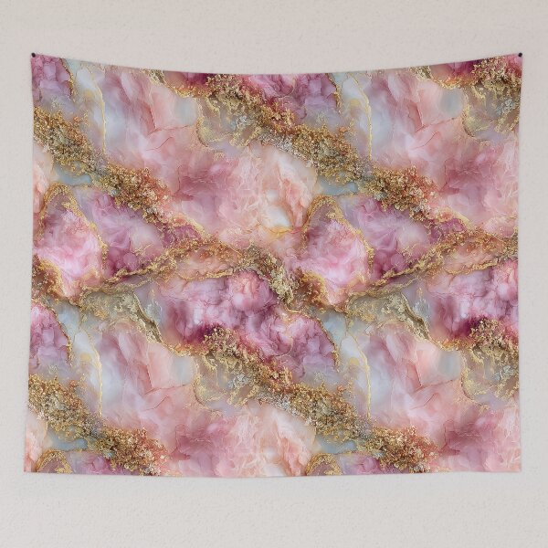 Item preview, Pink and Gold Marble Blush Alcohol Ink with Gold Leaf Veins designed and sold by Nine Lives Studio.